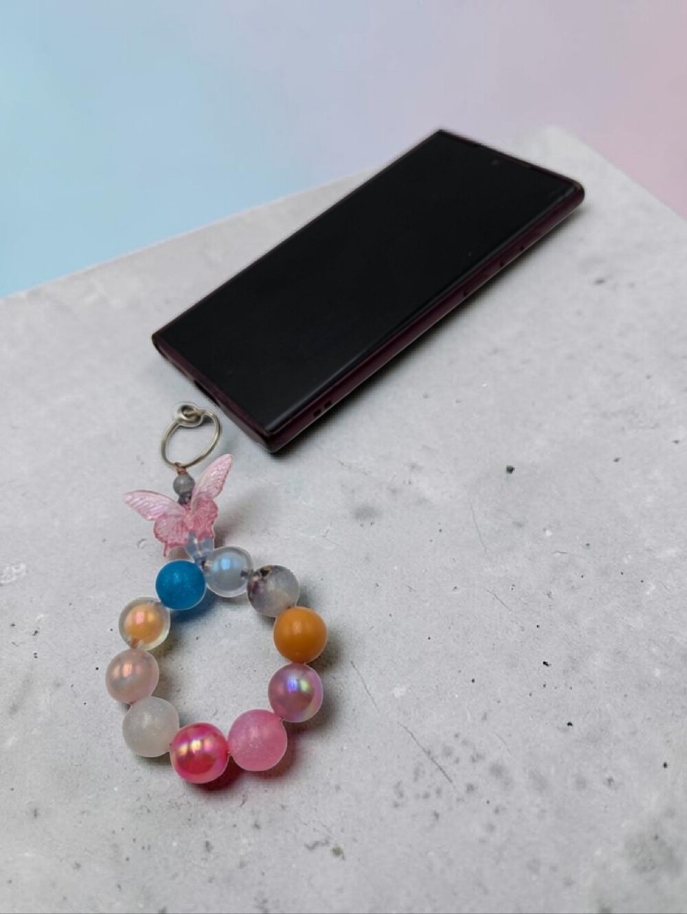 Handmade Colorful Beaded Phone Charm Butterfly Cute Aesthetic Accessory